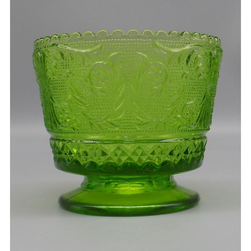 Colony Open Sugar Bowl Sandwich Glass Green Lime 3.25" No Chips Or Cracks